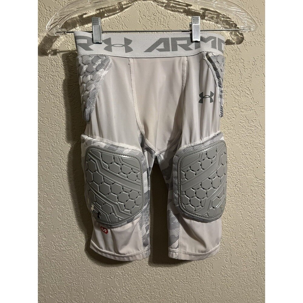 Under Armour Boys Full Padded Compression Shorts Youth L White Camo Football